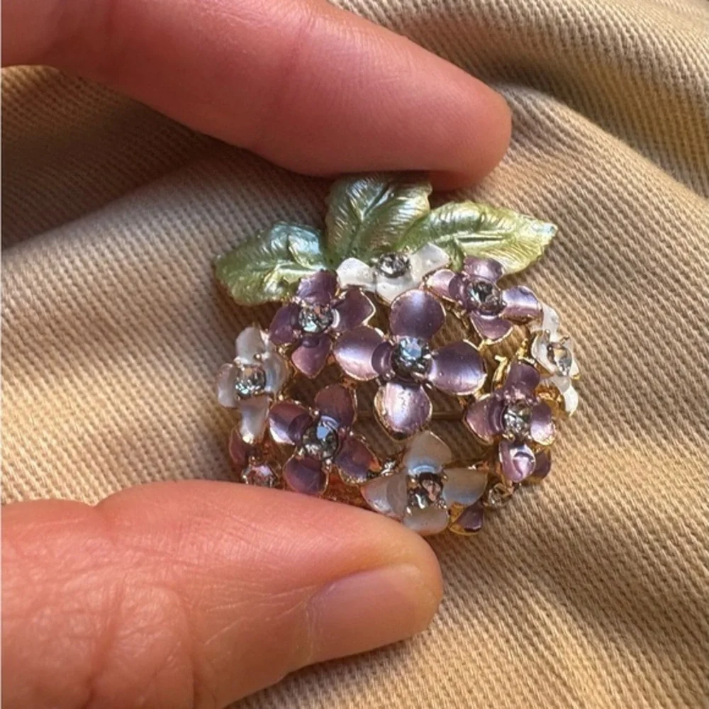 Purple‎ and Green Floral Brooch